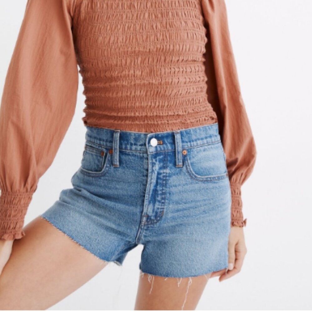 Madewell Size 26 The Perfect Jean Short Burnett Wash Tencel Cutoff Denim Blue